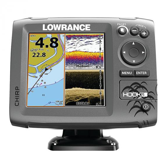 Lowrance Hook-5 Sonar/GPS Mid/High/Downscan Navionics+ Fishfinder