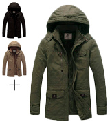 WenVen Thicken Cotton Men's Winter Parka Jacket with Removable Hood