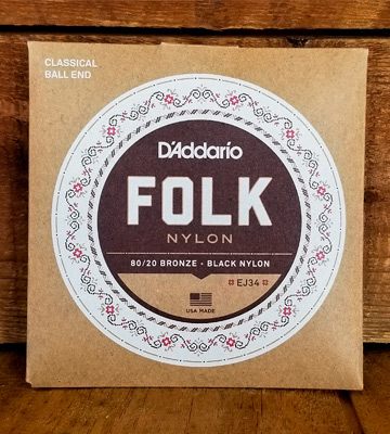 D'Addario EJ34 80/20 Bronze/Black Folk Nylon Guitar Strings - Bestadvisor