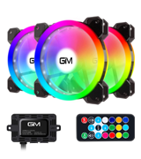 GIM 120mm RGB Case Fan with Controller and Remote (3-Pack)