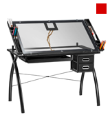 Kealive X-Cross Glass Adjustable Drafting Table with Drawers and Tray