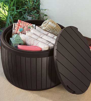 Keter Wood Style Round Outdoor Storage Table Deck Box - Bestadvisor