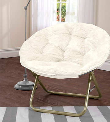 Urban Shop HK656499 Foldable Papasan Chair with Faux Fur Cushion - Bestadvisor