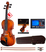 Cecilio CVN-300 Solidwood Violin with D'Addario Prelude Strings, Size 4/4