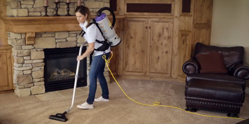 ProTeam Super CoachVac Commercial Backpack Vacuum Cleaner in the use - Bestadvisor