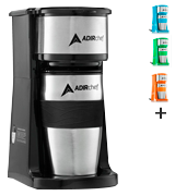 AdirChef 800-01-BLK Grab N' Go Personal Coffee Maker with Travel Mug