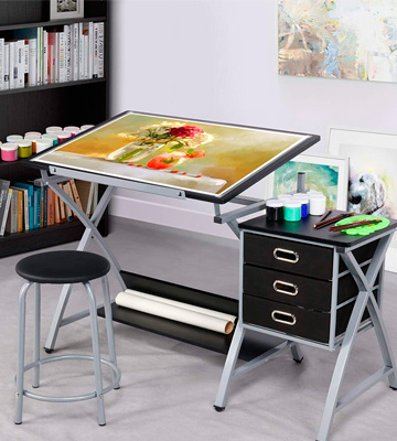Review of Yaheetech Adjustable/Folding Drawing Table with Stool and Storage