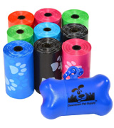 Downtown Pet Supply 180-RainbowPaws Dog Pet Waste Poop Bags With free bone dispenser