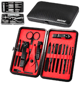 Mifine 16pcs Mens Manicure Set Stainless Steel Professional Grooming Kit