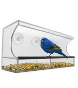 Nature's Hangout Window Bird Feeder with Removable Tray, Clear Acrylic