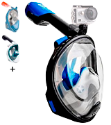 WildHorn Outfitters Panoramic Full Face Mask Seaview 180° GoPro Compatible Snorkel Mask