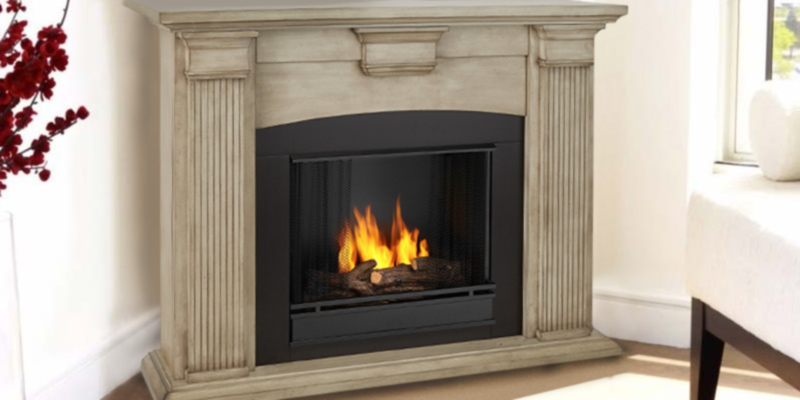 Real Flame Adelaide Indoor Gel Fireplace in Dry Brush White in the use - Bestadvisor