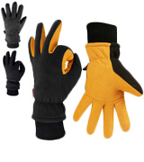 OZERO Deerskin Suede Leather and Windproof Membrane Cold Proof Thermal Gloves