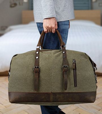 BLUBOON Weekender Overnight Bag Canvas Genuine Leather Travel Duffel Tote - Bestadvisor