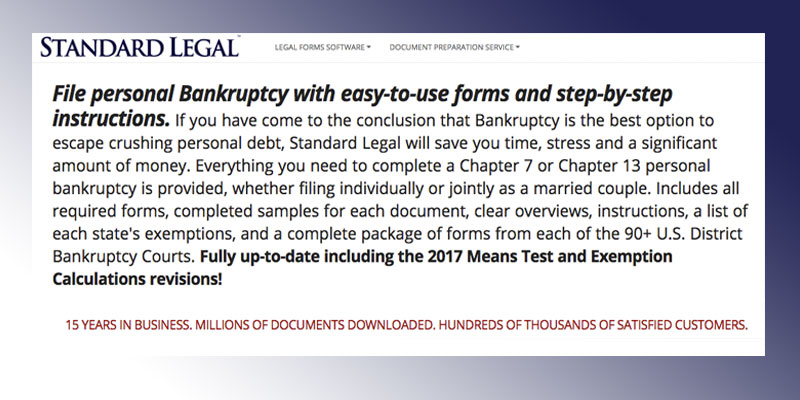 Standard Legal Bankruptcy Legal Forms Software in the use - Bestadvisor
