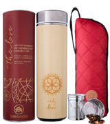 Sacred Lotus Love 18 oz Bamboo Tea Tumbler Thermos with Strainer and Infuser + Sleeve