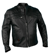 Hot Leathers JKM1011 Men's Heavyweight Black Leather Jacket with Double Piping