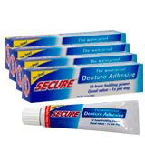 SECURE (4-Pack) Zinc Free - Extra Strong Waterproof Denture Adhesive