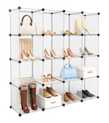 LANGRIA 16-cube Plastic Shoe Rack Modular Shelving Storage Organizer