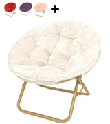 Urban Shop HK656499 Foldable Papasan Chair with Faux Fur Cushion