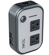 Foval Travel Adapter-B Voltage Converter, Step Down 220V to 110V (4-Port USB)