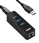 Anker AK-A7522012 3-Port USB 3.0 Hub with 1 Gbps Ethernet Port Adapter