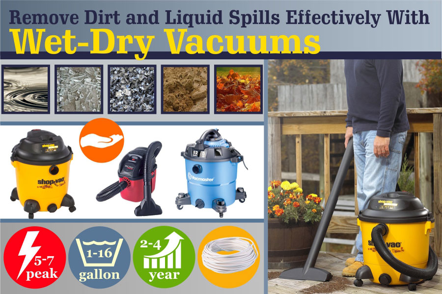 Comparison of Wet-Dry Vacuums to Remove Dirt and Liquid Spills