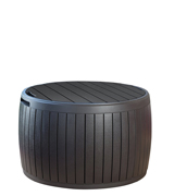 Keter Wood Style Round Outdoor Storage Table Deck Box