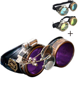 UMBRELLALABORATORY Holographic Steampunk Goggles with Compass Design and Ocular Loupe
