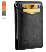 Zitahli A-Jet Minimalist Slim Bifold Front Pocket Wallet with Money Clip