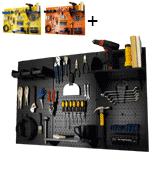 Wall Control 30-WRK-400 BB Metal Pegboard Storage Kit with Black Toolboard and Black Accessories