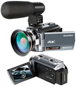 Ansteker 4K Camcorder, 48MP 30FPS Ultra HD WiFi Video Camera IR Night Vision