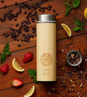Sacred Lotus Love 18 oz Bamboo Tea Tumbler Thermos with Strainer and Infuser + Sleeve - Bestadvisor