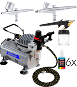 Master Airbrush KIT-SP7B-20-2 Air Compressor and 3 Airbrushes Kit