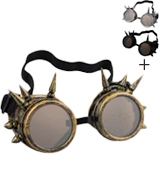 Agile-shop Spiked Retro Vintage Spiked Retro Vintage Victorian Steampunk Goggles Glasses