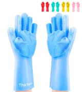 ThxToms Silicone Scrub Cleaning Gloves with Scrubber for Dishwashing and Pet Grooming