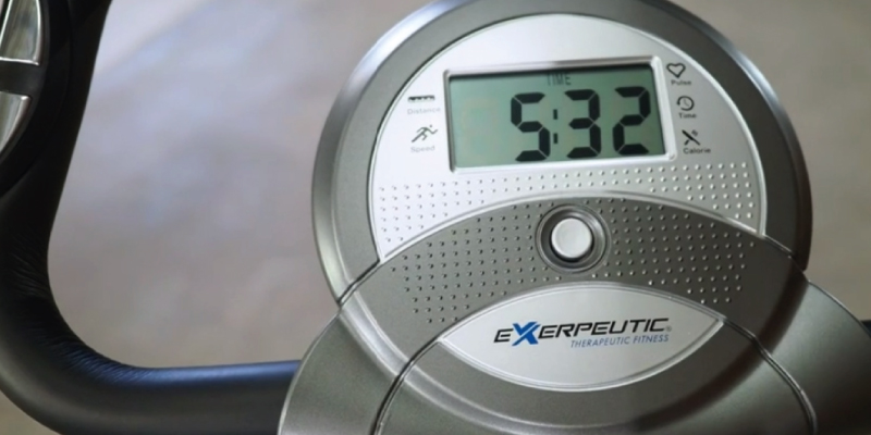 Exerpeutic Folding Magnetic Upright Bike with Pulse in the use - Bestadvisor