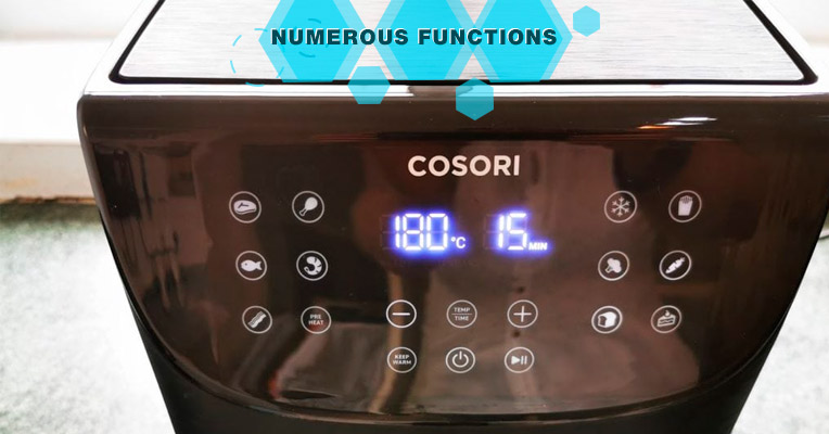 Cooking options of the COSORI smart Wi-Fi air fryer
