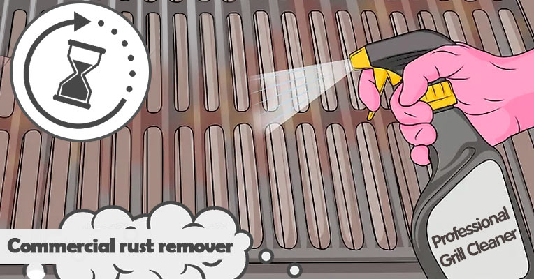 Cleaning the grate with a commercial rust remover