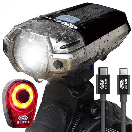 Blitzu Gator 390 USB Rechargeable LED Bike Light Set