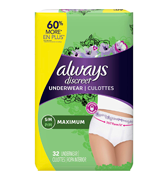 Always Discreet Maximum Protection Incontinence & Postpartum Underwear for Women