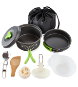 MalloMe 10 Piece Cookset 1 Liter Camping Cookware Mess Kit