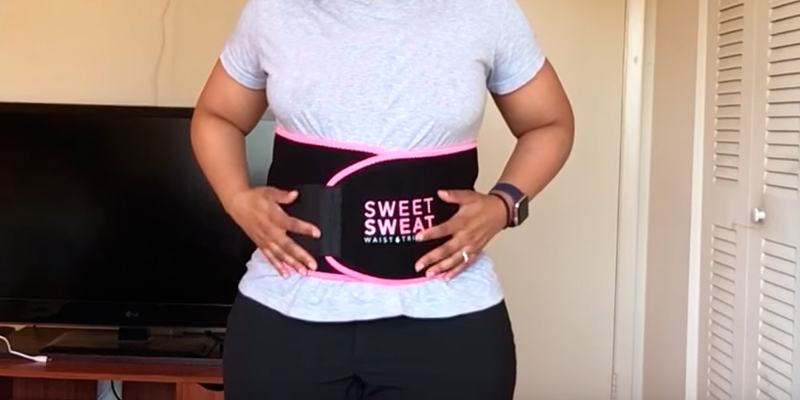Sports Research Sweet Sweat Waist Trimmer for Men & Women, Pink Logo in the use