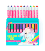 GirlZone 10 Colors Temporary Hair Chalk Set For Girls