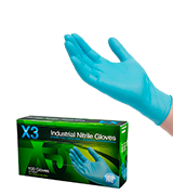 AMMEX X3 Industrial Blue Nitrile Gloves