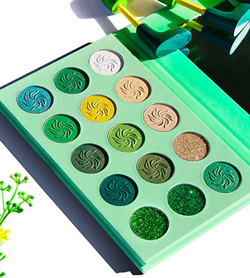 Review of Afflano 15 Colors Eyeshadow Palette Green Matte and Glitter