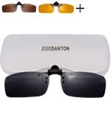 CAXMAN JD7301-S Polarized Clip-on Flip Up Metal Clip Rimless Sunglasses for Prescription Glasses
