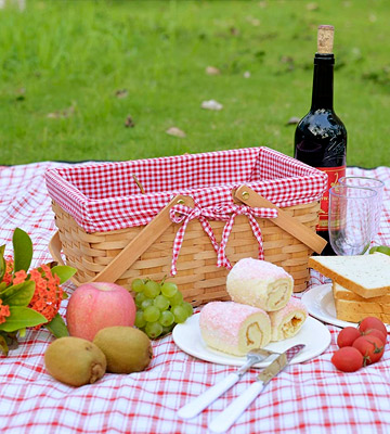 Review of CALIFORNIA PICNIC Double Folding Handles Picnic Basket Natural Woven Woodchip
