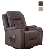 ComHoma Leather w/Heated Massage 360 Degree Swivel Recliner Chair