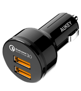 Aukey CC - T8 Car Charger with Quick Charge 3.0, 39W Dual Ports for Samsung Galaxy Note8 / S9 / S8 / S8+, LG G6 / V30, HTC 10 and More | Qualcomm Certified